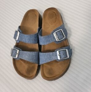 Heather Blue Double Adjustable Strap Sandals Size 3, Casual Comfy